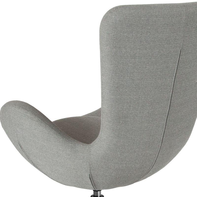 High Back Swivel Reception Chair in Light Gray Fabric with Chrome Base