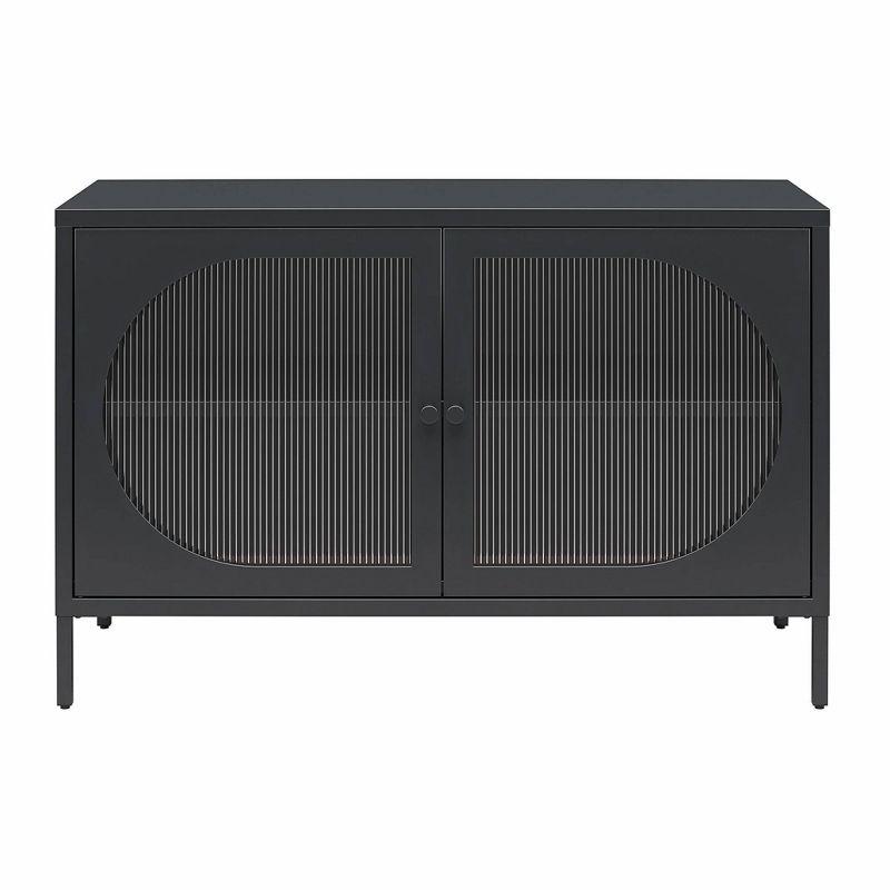 Luna Black Metal 2-Door Accent Cabinet with Adjustable Shelving