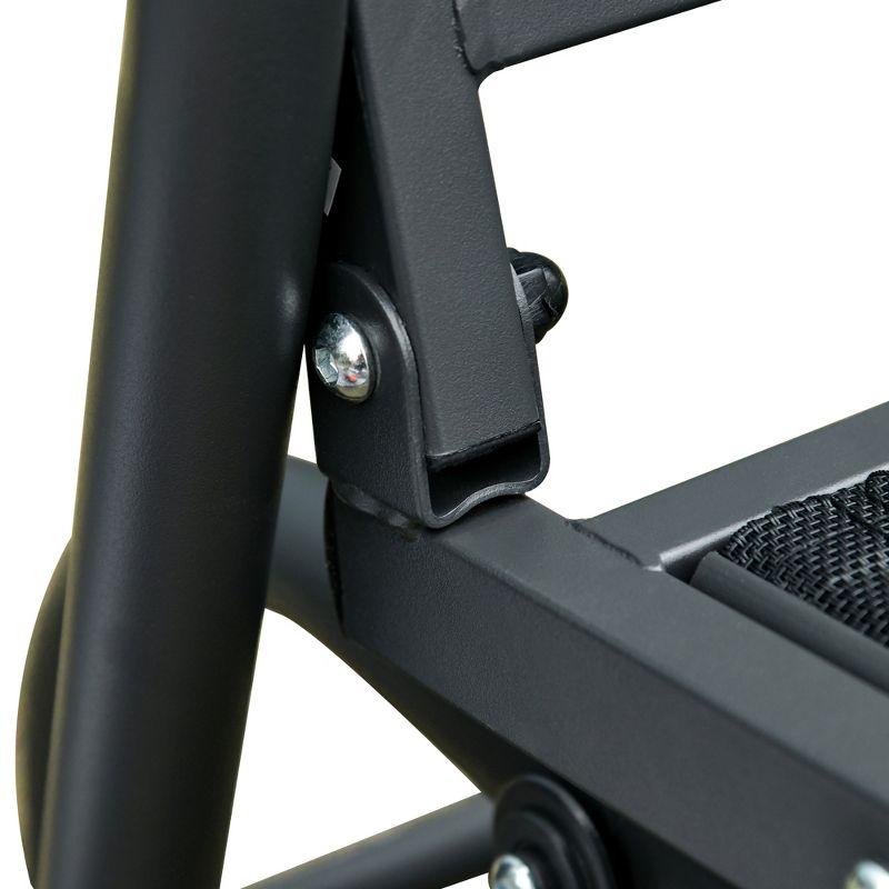 Outsunny Patio Glider Bench, Outdoor Porch Glider Swing with 3 Seats, Breathable Mesh Fabric, Metal Frame, Black