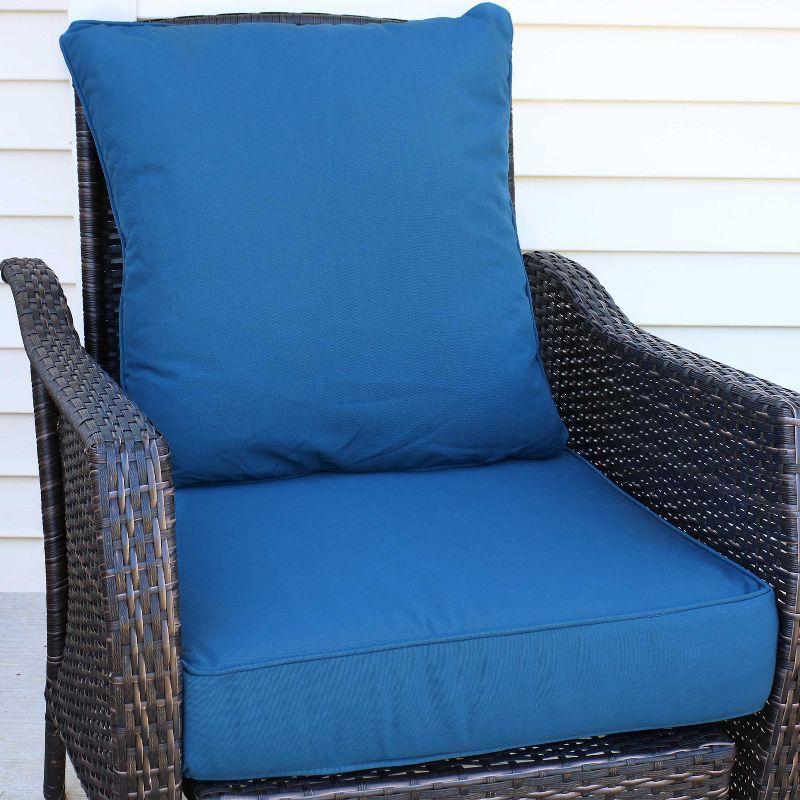 Plush Deep Seating Indoor/Outdoor Chair Cushion Set in Blue