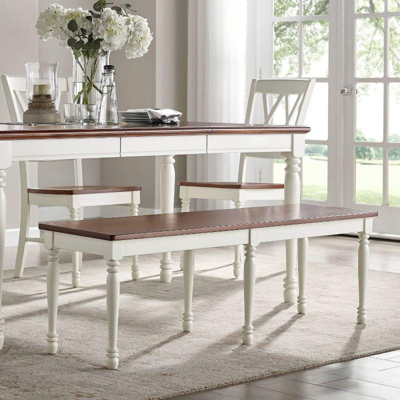 Crosley 4pc Shelby Dining Set Distressed White: Farmhouse Style, Extendable, Includes Bench & Armless Chairs