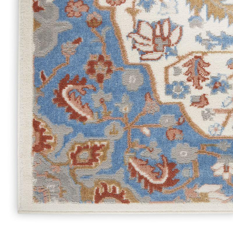 Nourison Elation Floral Medallion Indoor Rug Ivory Blue 2' x 3'