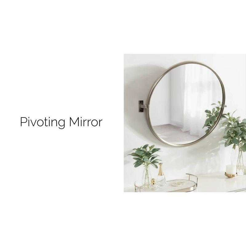 Elegant Silver Round Pivot Wall Mirror, 26x24 Inch