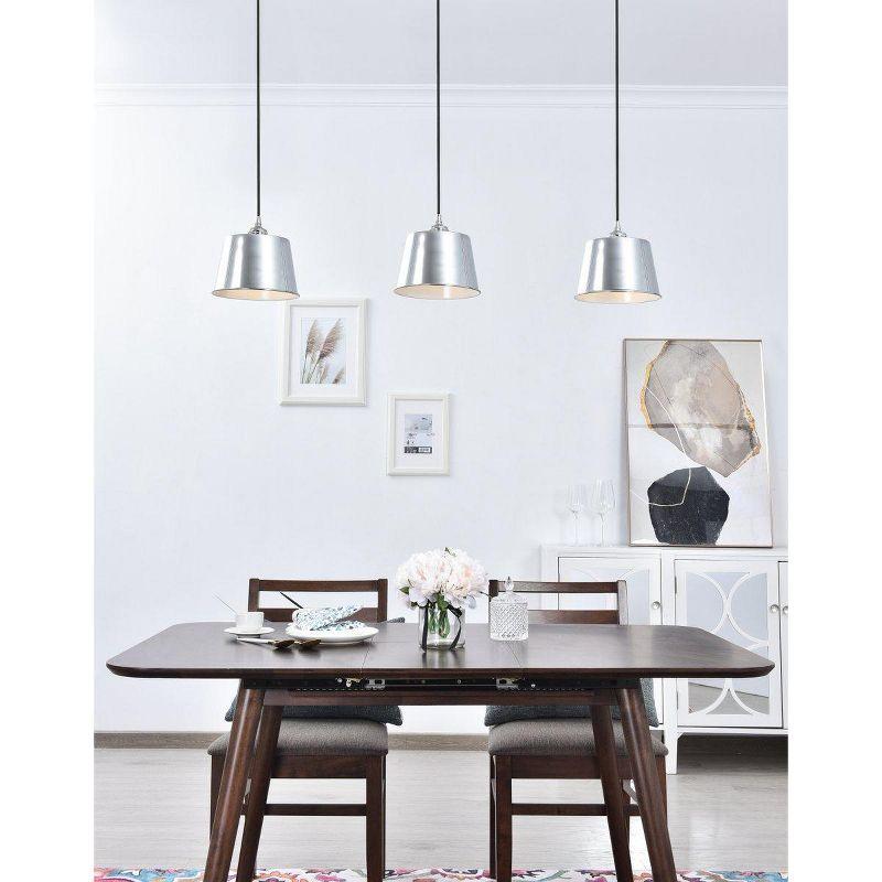 Modern Chrome 3-Light Pendant Lamp with Drum Shades