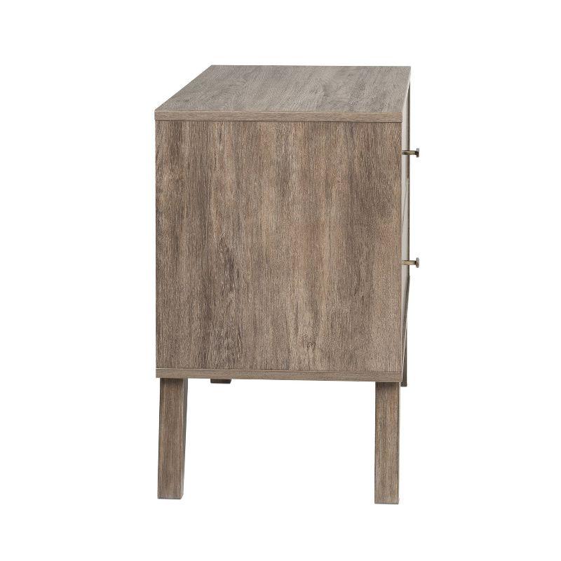 Prepac Mid Century Modern 2 Drawer Wide Nightstand Drifted Gray : Rubberwood Construction, Rectangle Shape, 25" Height