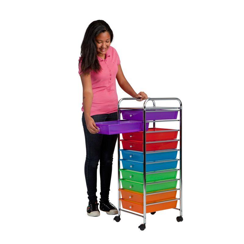 ECR4Kids 10-Drawer Mobile Organizer, Storage Cart, Assorted