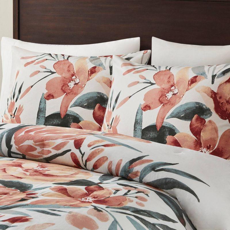 Dahlia 3 Piece Floral Cotton Comforter Set