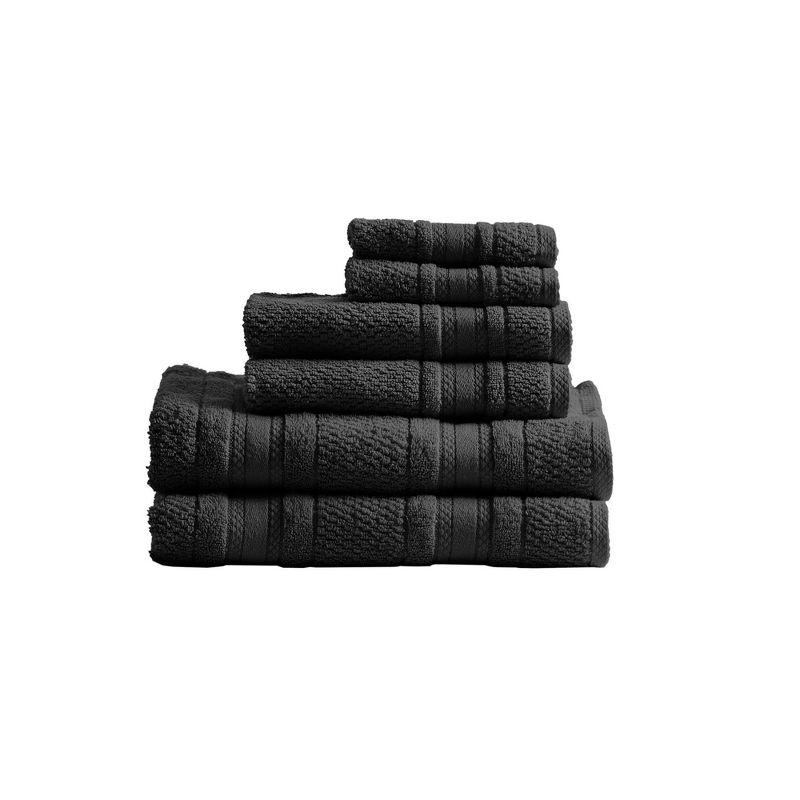 Adrien Black Cotton Quick Dry 6-Piece Towel Set