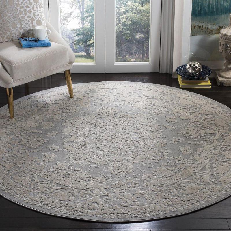 Reflection RFT664 Power Loomed Indoor Area Rug - Light Grey/Cream - 6'7" round - Safavieh.