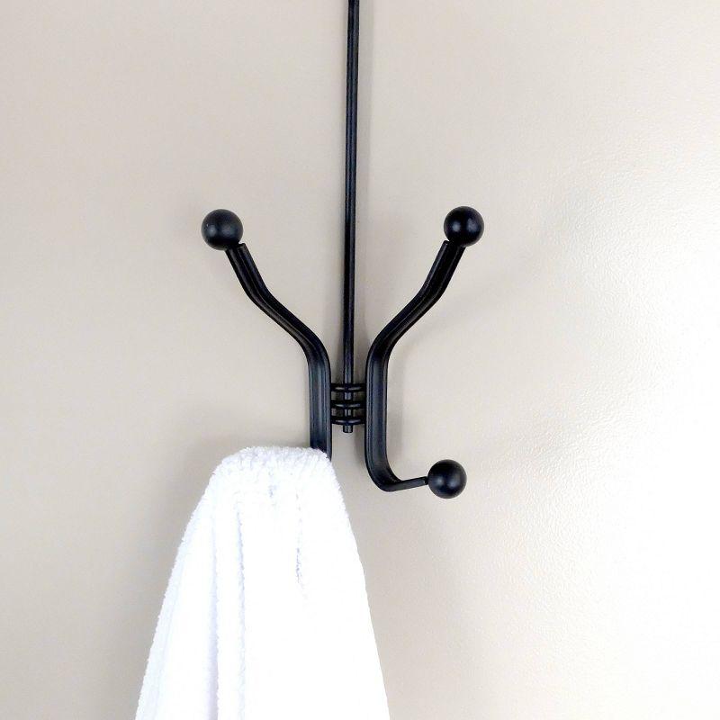 Tango Over-the-Door 2 Hooks Matte Black - Splash Home: Metal Bathroom Organizer, Door Hanger Storage