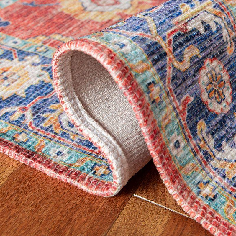 Saffron Blue and Rust Flat Woven Cotton Area Rug