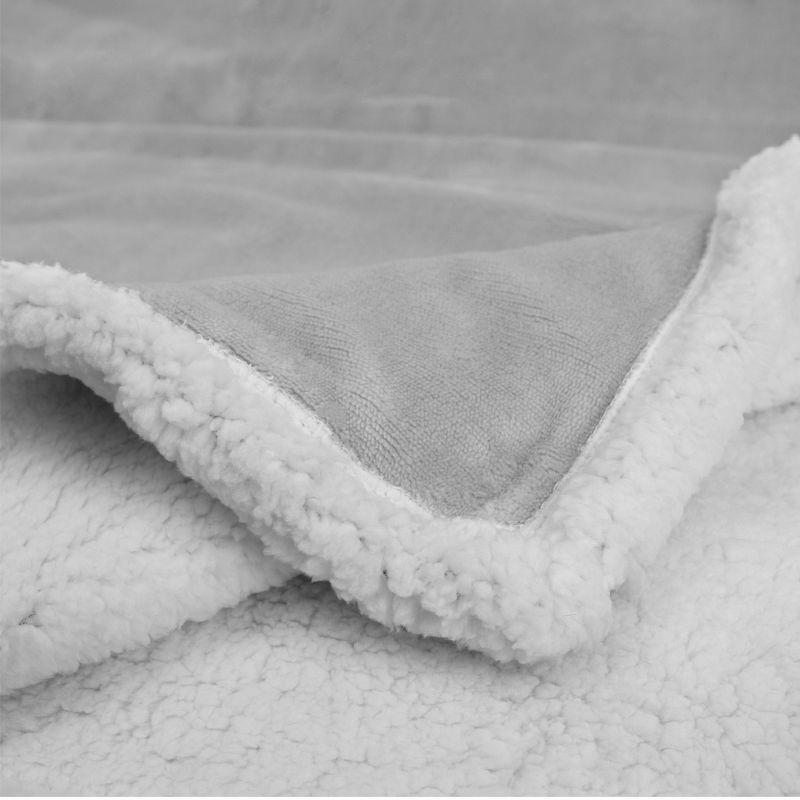 PAVILIA Premium Faux Shearling Fleece Throw Blanket for Bed, Reversible Warm Blanket for Couch Sofa, Light Gray/Throw - 50x60