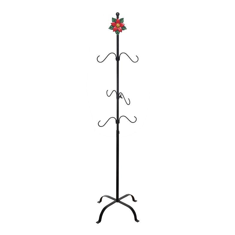 Gallerie II 32" Large Freestanding Fireplace Holly Leaves Christmas Stocking Holder Rack Stand, 6 Hooks
