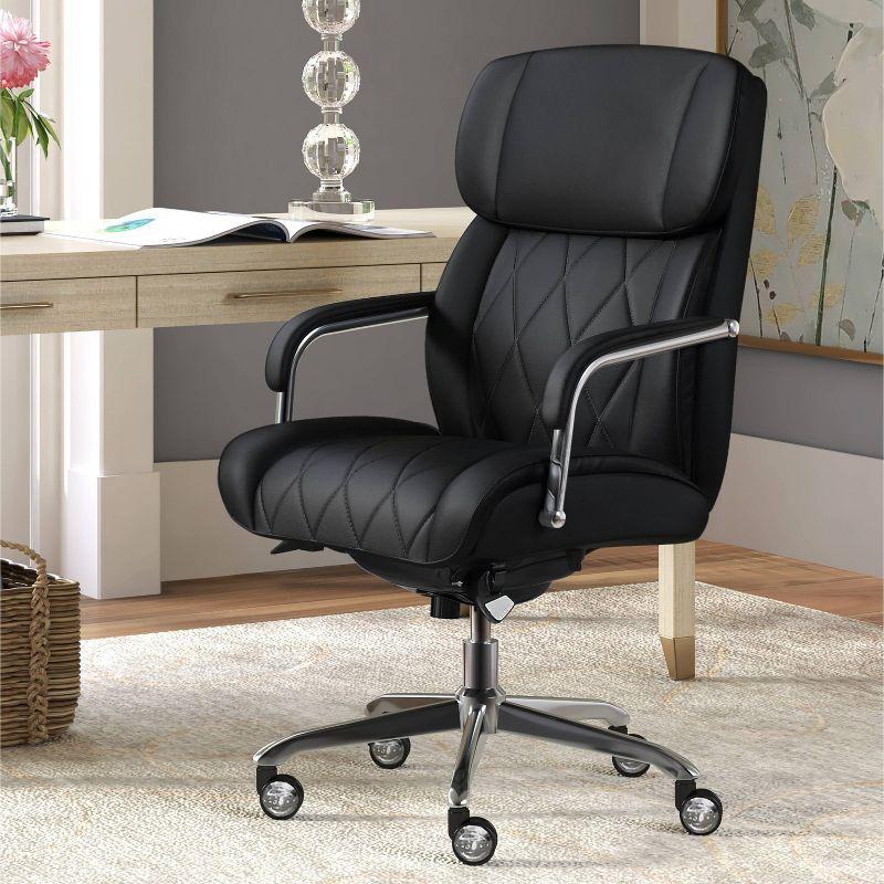 Sutherland Executive Black Bonded Leather Swivel Chair with Chrome Base