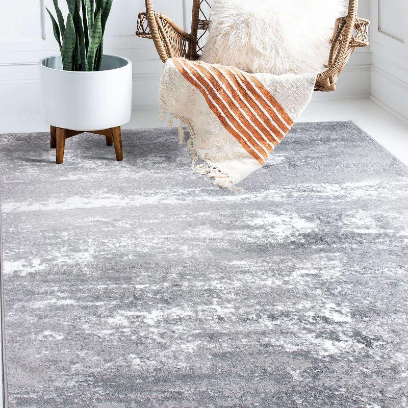 World Rug Gallery Distressed Abstract Watercolor Gray 5' x 7' Area Rug