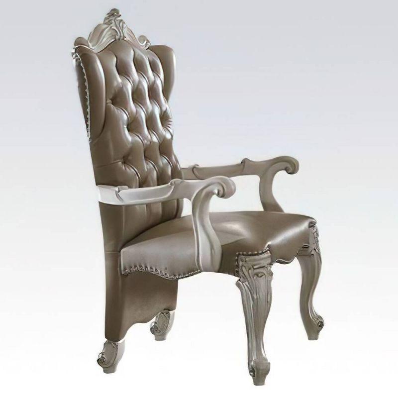 21" Varian Side Chair Blue Fabric/Antique Platinum - Acme Furniture: Versailles Design, No Assembly Required