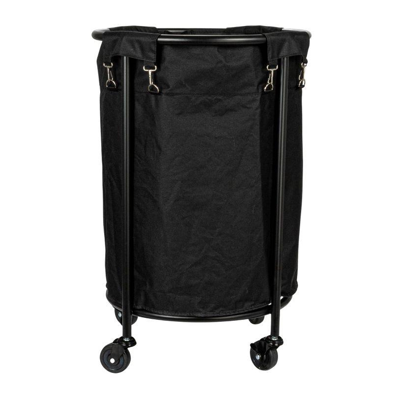 Black Metal Frame Rolling Laundry Hamper with Wheels