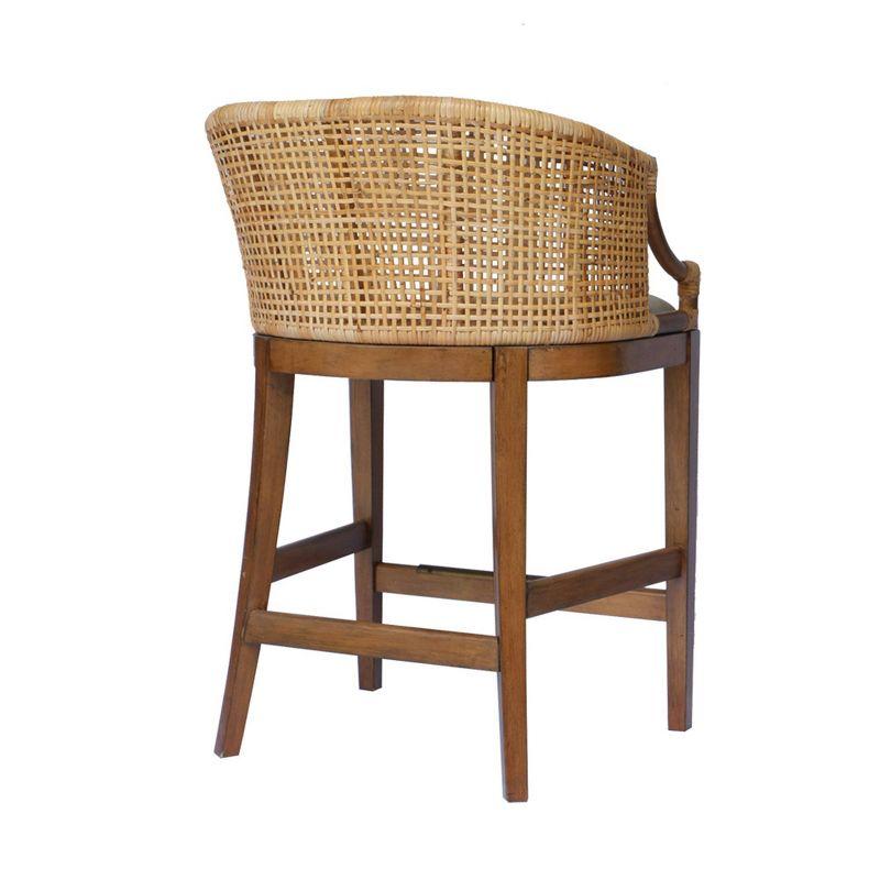 Playa 27" Natural Rattan Handcrafted Counter Stool with Linen Cushion