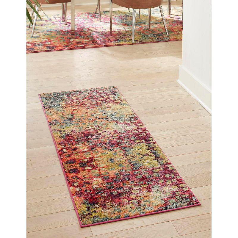 Colorful Abstract Synthetic Indoor Runner Rug