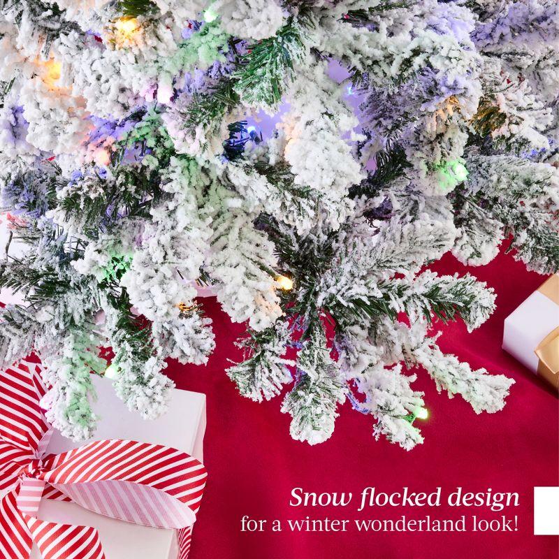 Best Choice Products 7.5ft Prelit Artificial Snow Flocked Pencil Christmas Tree 350 Multicolored/ Warm-White Light Modes