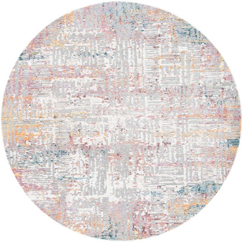 Crystal Round Multicolor Synthetic Oriental Area Rug