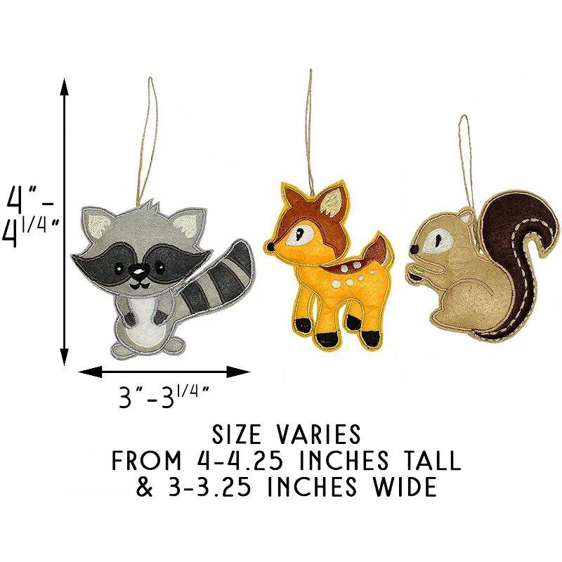 Darware My Forest Friends Plush Animal Christmas Tree Ornaments, 6pc Set; Holiday Craft Decoration Baby Shower