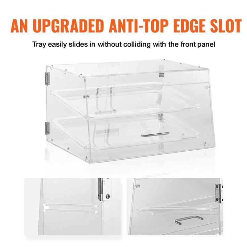 VEVOR Pastry Display Case, 2-Tier Countertop Bakery Display Case, Acrylic Display Box with Rear Door Access & Removable Shelves, 20.7"x13.2"x11.9"