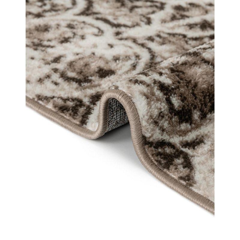 Reversible Easy Care Rectangular Brown Synthetic Rug