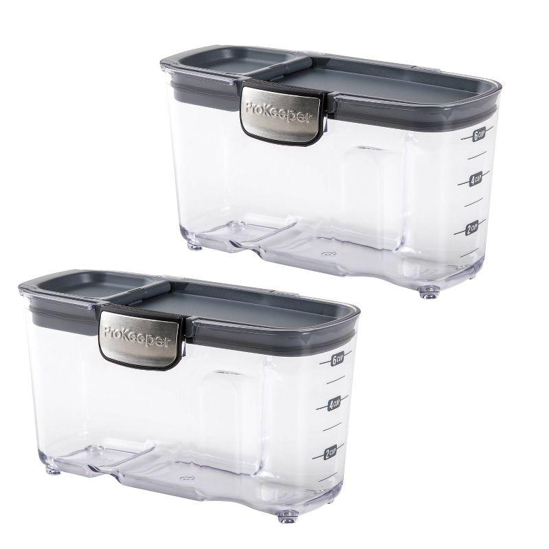 Prepworks 2pc Prokeeper Snack and Pantry Set: Clear & Black Food Storage Containers, 1.5L Capacity, Dishwasher-Safe