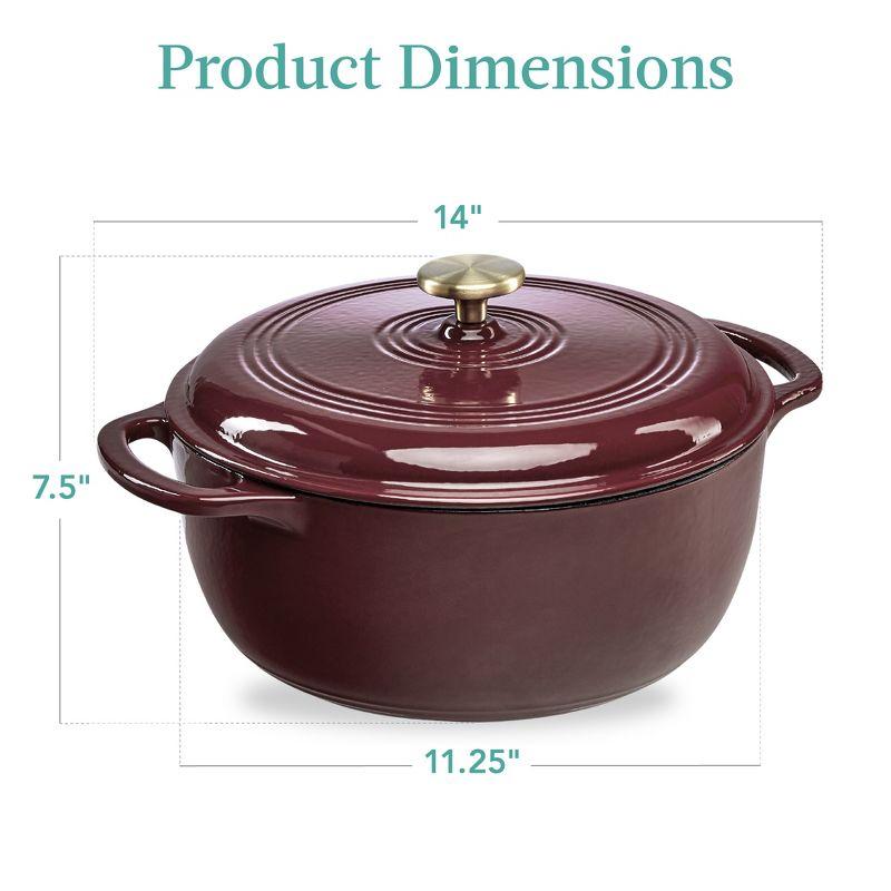 Enamel Cast-Iron Dutch Oven, Heavy-Duty Cookware w/ Dual Handles, Lid