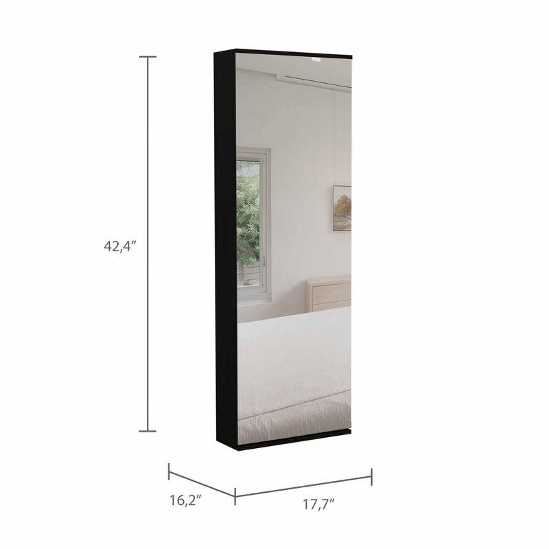 Depot E-Shop Wall Shoe Rack 54" H, One Mirror, One Door, Five Internal Storage Shelves, Approximate Capacity for Ten Shoes