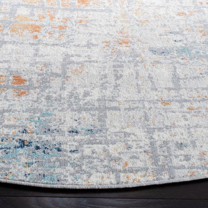 Aria ARA587 Power Loomed Indoor Area Rug - Rust/Blue - 6'7" Round - Safavieh