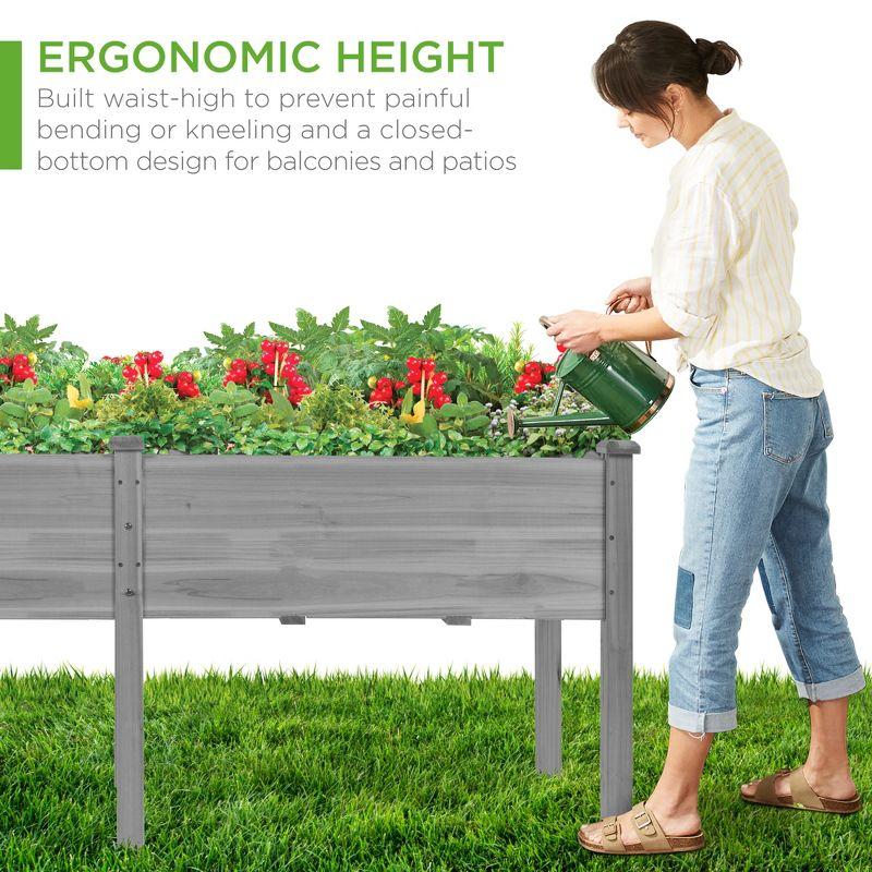 Elevated 44" Gray Fir Wood Planter Box for Outdoor Gardening