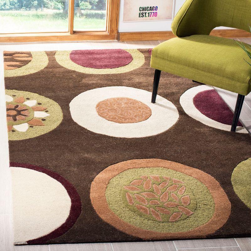 Soho Round Brown and Ivory Wool Viscose Tufted Rug