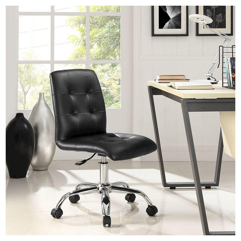 Elegant Finesse Armless Leather Drafting Chair in Black