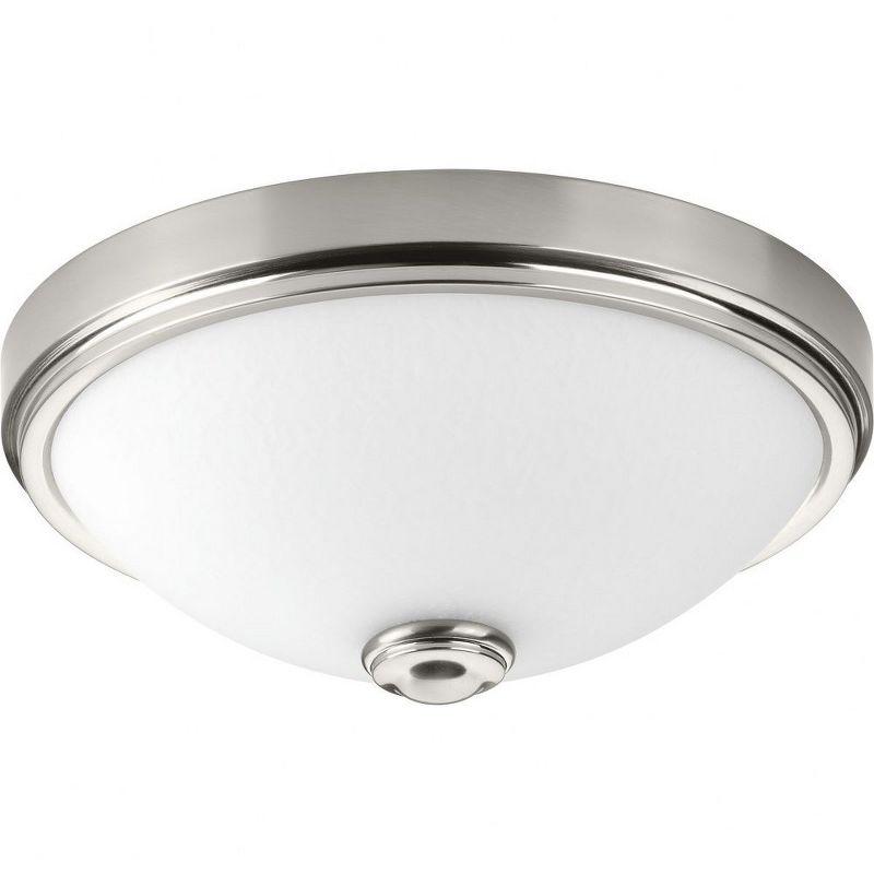 Progress Lighting, Linen Collection, 1-Light Flush Mount, Brushed Nickel, White Linen Glass, Material: Steel