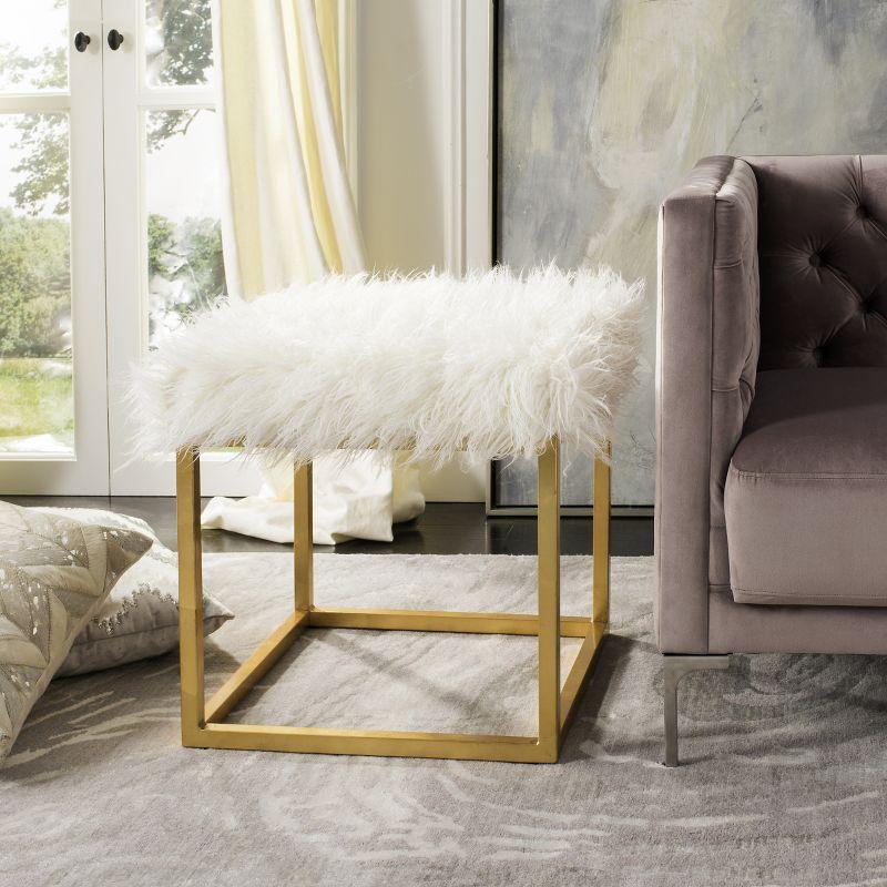 Rowan Square Ottoman - FOX6288 - White - Safavieh Couture