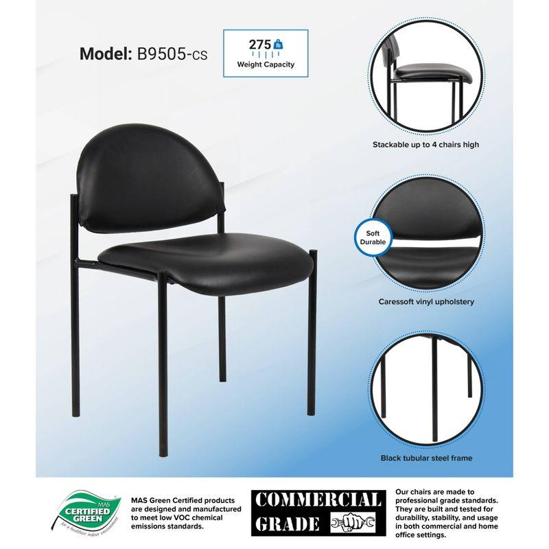 Black Armless Caressoft Vinyl Stacking Chair with Metal Frame