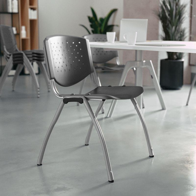 Flash Furniture Memphis 880 lb. Capacity Plastic Stack Chair with Powder Coated Frame