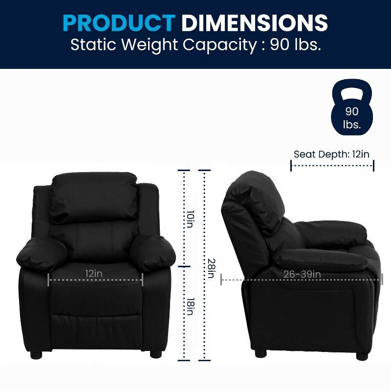 Flash Furniture Deluxe Padded Contemporary Kids Recliner with Storage Arms