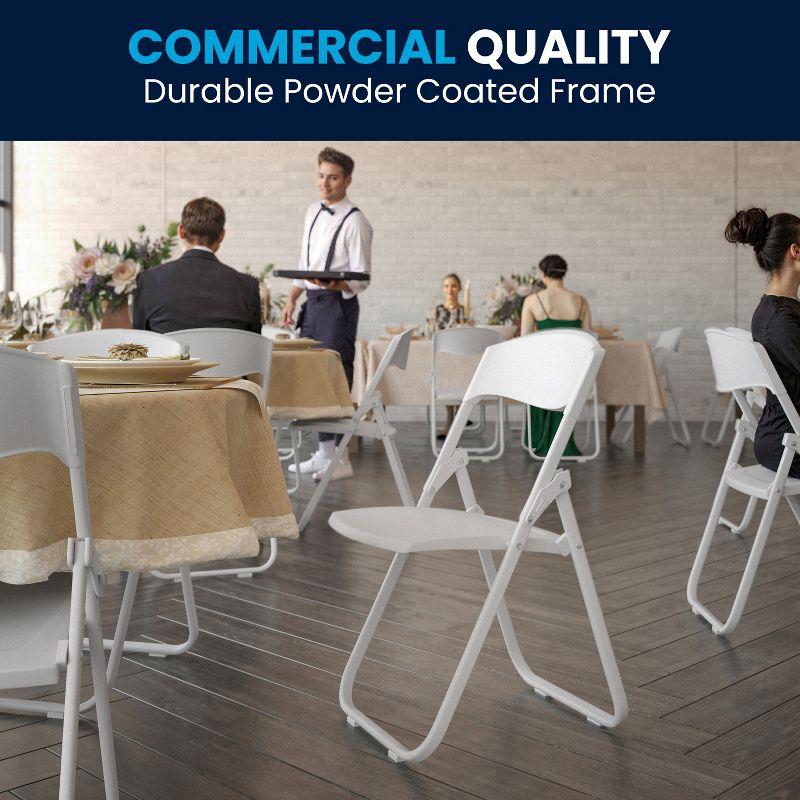 Flash Furniture 2 Pack HERCULES Series 500 lb. Capacity Heavy Duty White Plastic Folding Chair with Built-in Ganging Brackets