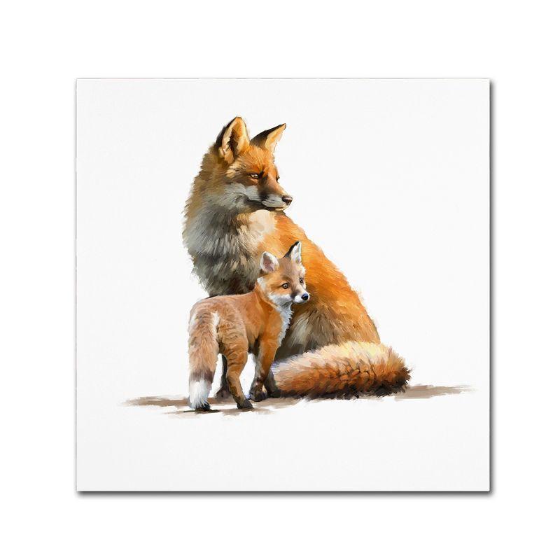 Fox and Cub Landscape Canvas Wall Art