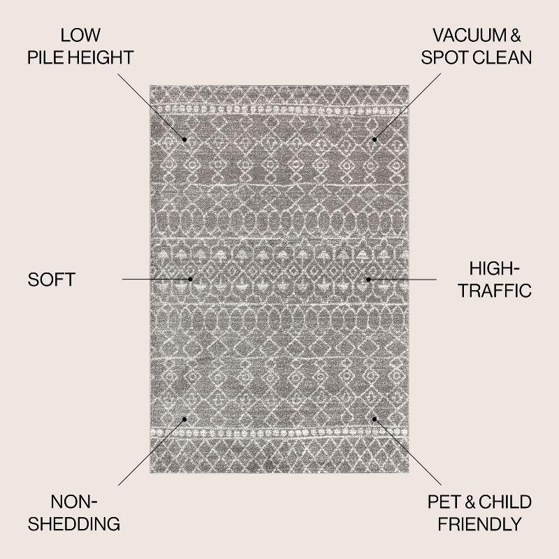 8'x10' Izil Moroccan Beni Souk Area Rug, Gray/Cream - JONATHAN Y