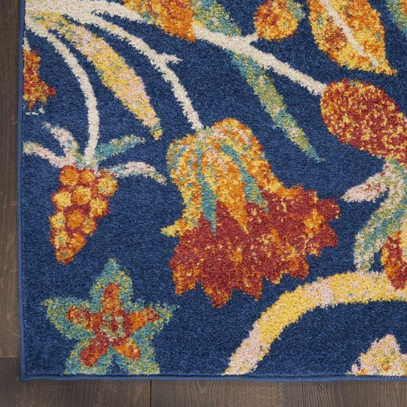 Nourison Allur Botanical Indoor Area Rug Navy Multicolor 5'3" x 7'3"