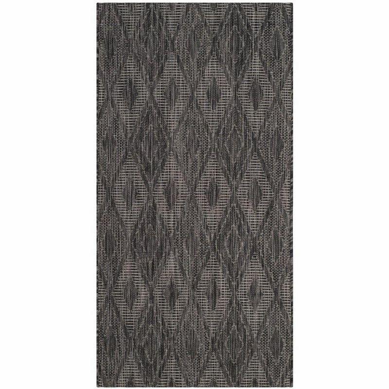 Gray and Black Geometric Outdoor Area Rug