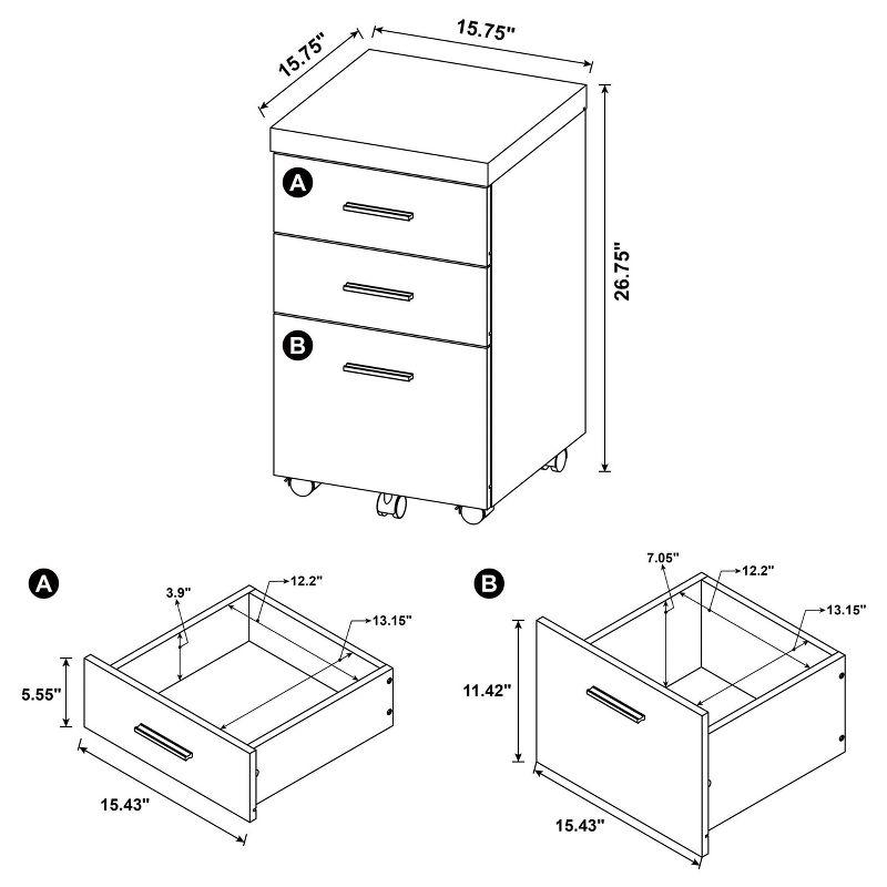 Black 3-Drawer Lockable Mobile Storage Cabinet