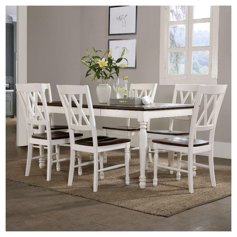 Shelby 7pc Extendable Dining Set White - Crosley: Traditional Farmhouse Style, Rubberwood & MDF Construction