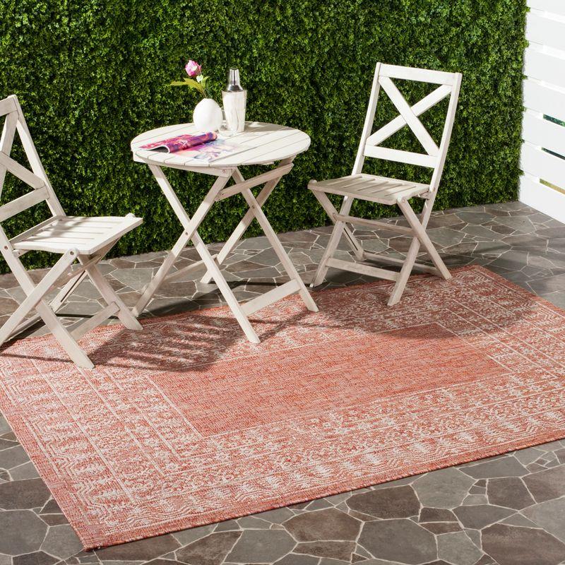 Courtyard 59'' Red and Beige Easy-Care Synthetic Area Rug