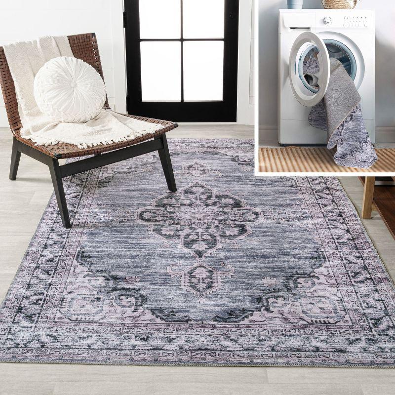 Wincer Chenille Cottage Medallion Machine-Washable Indoor Area Rug -JONATHAN Y