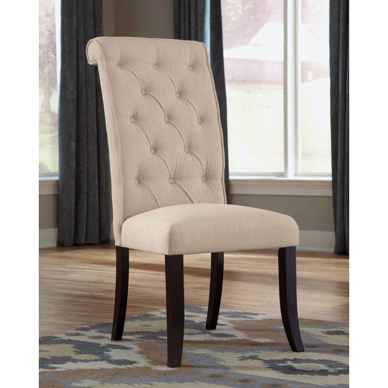 Elegant Linen Upholstered Parsons Side Chair with Metal Accents